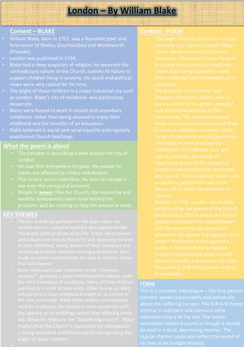 London Revision Sheet