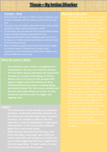 Tissue Revision Sheet