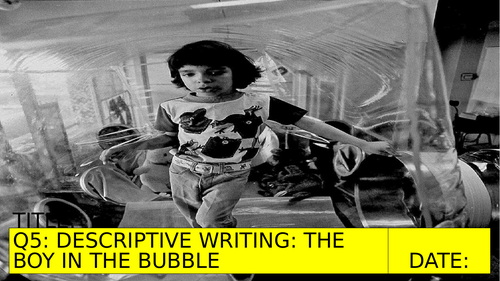 AQA: P1, Q5: Description: The Boy in the Bubble (Including starter sheet+'descriptive strip' guide!)