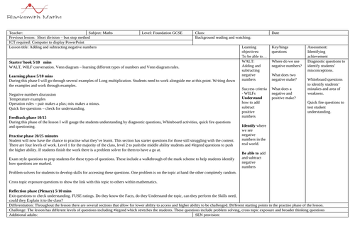 Adding and subtracting negative numbers lesson bundle | Teaching Resources
