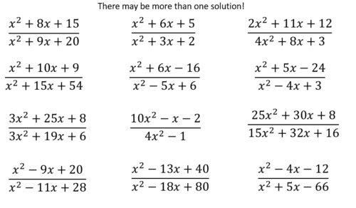 Simplifying Algebraic Fractions - Deliberate Practice (A-Level ...