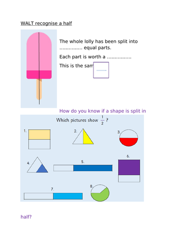 White Rose Year 2 Spring Block 4 Fractions resources | Teaching Resources