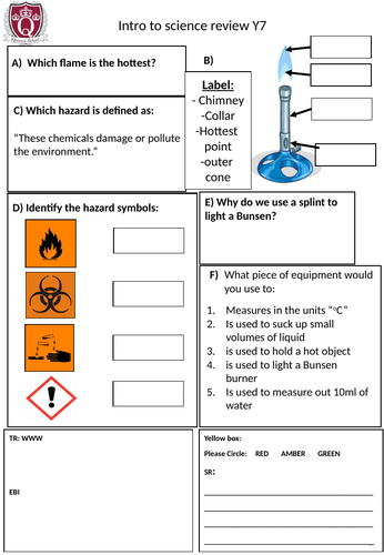 Science Y7 mini reviews/ quiz for marking | Teaching Resources