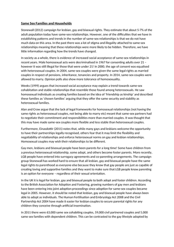 Changing Patterns and Family Diversity Unit of Work AQA A-Level ...