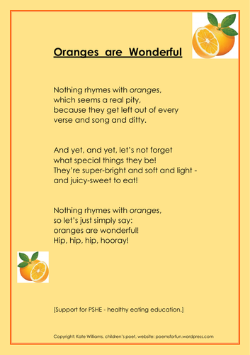 Oranges Rhyme - Healthy Eating Support