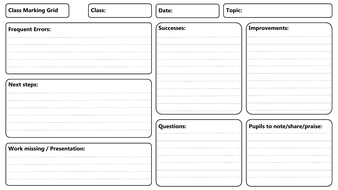 Whole Class Marking Grid | Teaching Resources