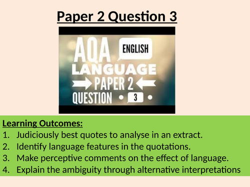 English Language Paper 2 Question 3 - 2 questions with ...