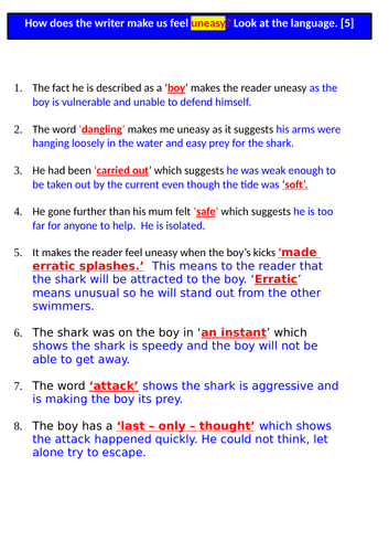 JAWS lesson Paper 1 - the LANGUAGE question (EDUQAS GCSE English ...