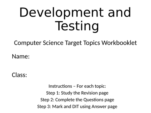 Development and 91����ting Target Topic Workbooklet - Mini Knowledge Organiser, Exam Questions + MS
