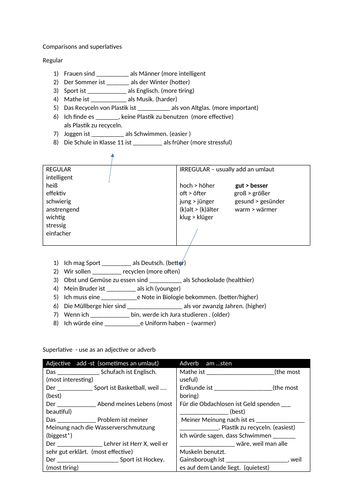 KS3 KS4 KS5 German superlative & comparative - regulars, irregulars