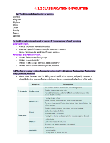 4.2.2 Classification & Evolution