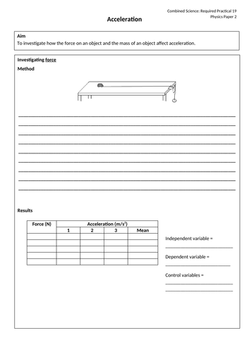 Acceleration Required Practical AQA GCSE Science