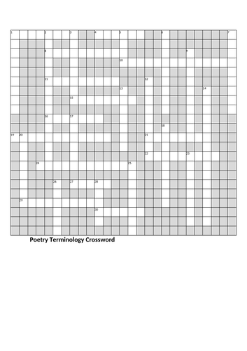 Poetry Terminology Crossword | Teaching Resources
