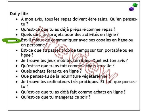 Photo Card French Higher Speaking Edexcel GCSE | Teaching Resources