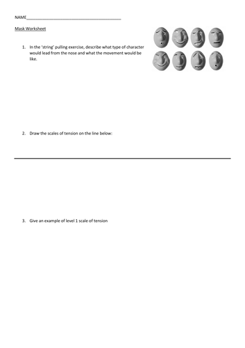 Worksheet on masked theatre