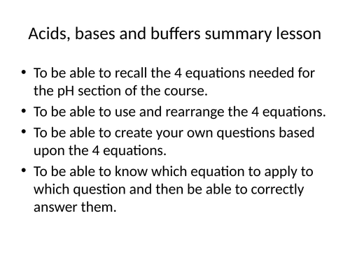 A Level Chemistry pH Summary Mind Map / Revision Aid