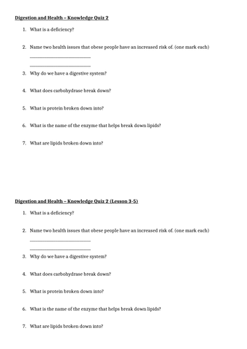 Digestion and Enzymes - Review and DIRT