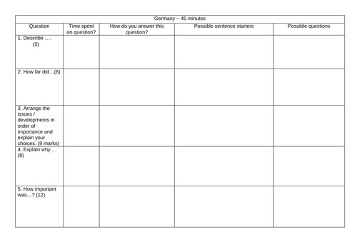 Eduqas/WJEC GCSE History Germany 1919-1991 exam question revision ...