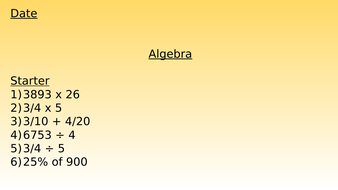 algebra substitutions year 6 wrm teaching resources