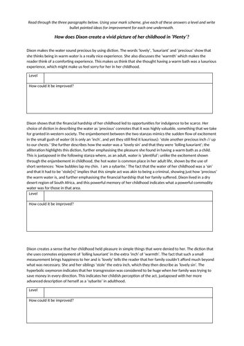 Plenty'' by isobel dixon questions picture