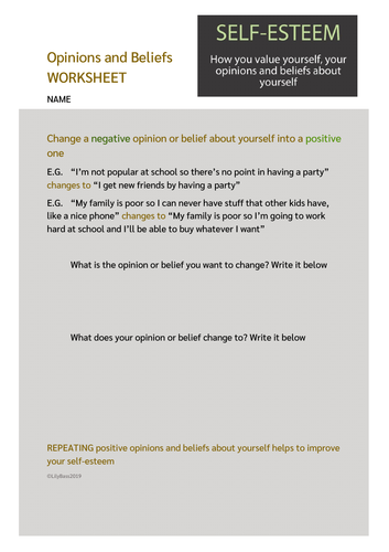 self esteem worksheets teaching resources