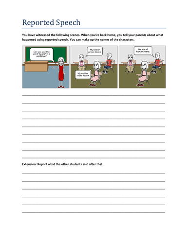 reported speech board game pdf