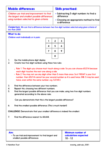 Column subtraction and word problems - Problem-Solving Investigation - Year 5