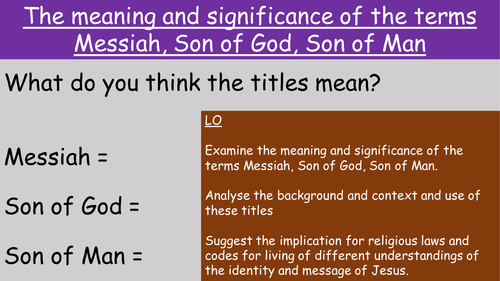 Edexcel A level RS 2.2.1 Jesus titles