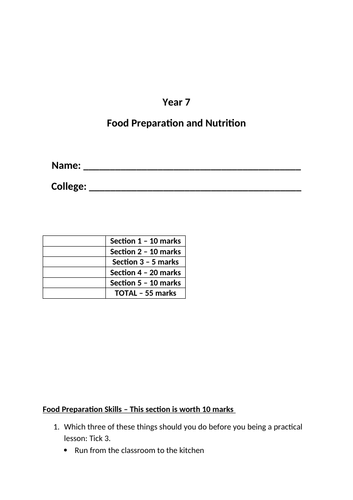 Year 7 Cooking, food, SOL, whole term of work. Practical, Prep ...