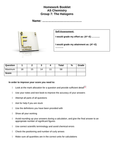 AQA AS Level Unit 2 Section 2 Group 7 elements - The halogens:  trends,halide,  required prac 4,