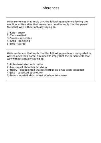Inferences | Teaching Resources