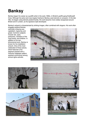 Street Artist Factsheets - Art & Design - Research