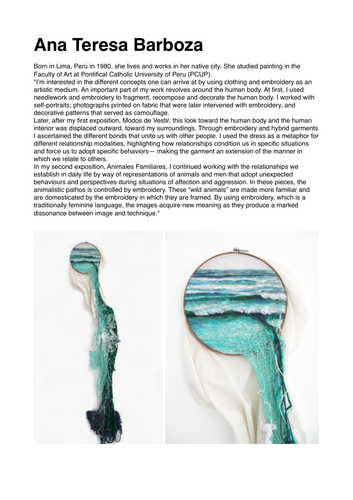 Textiles Artist Factsheets - Art & Design - Research