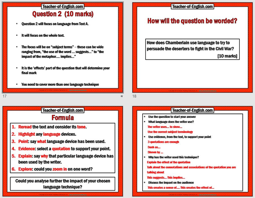 Eduqas GCSE English Paper 2 Section A Exam Prep Teaching Resources