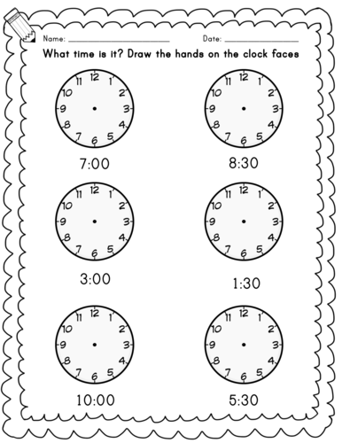 oclock and half past time worksheets teaching resources