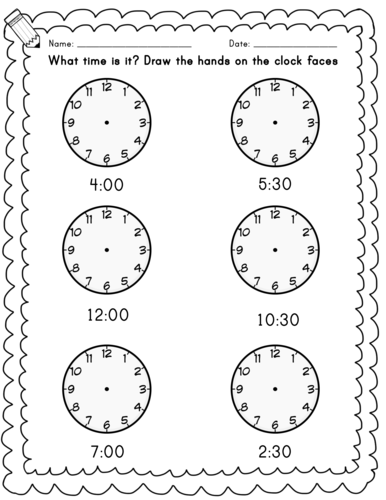 oclock and half past time worksheets teaching resources