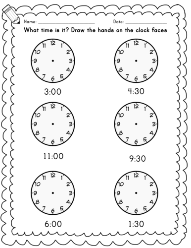 oclock and half past time worksheets teaching resources