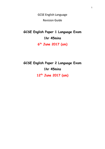 gcse english language paper 1 and 2 practice questions teaching resources