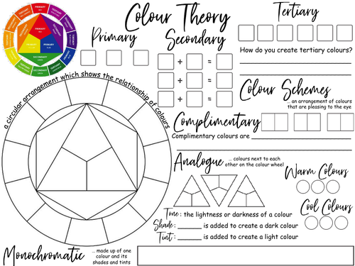 Color Theory Practice Sheet
 Colour Theory Worksheet