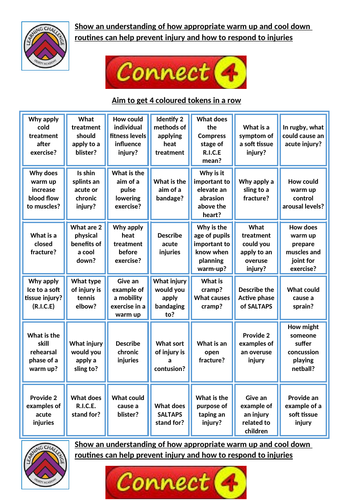 Cambridge National Sport Science - Reducing Risk of Injury Connect 4 ...