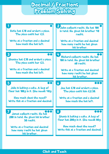 fraction and decimal problem solving