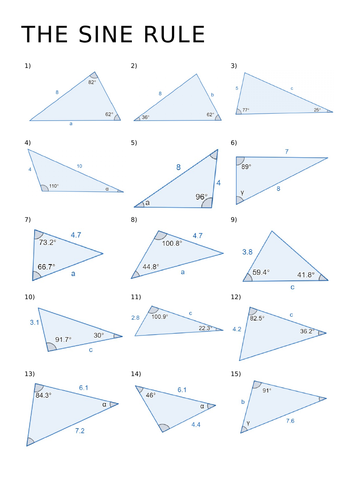 Sine Rule Questions Teaching Resources 