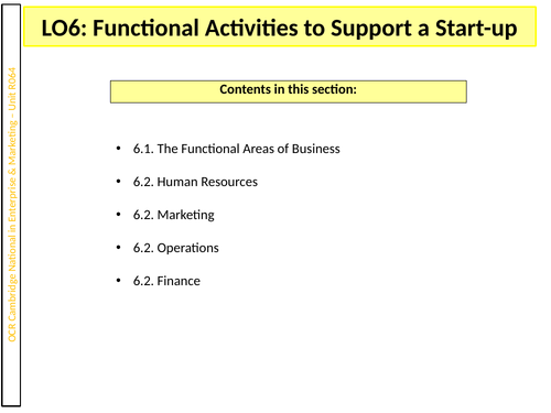 LO6: Functional Areas of Business