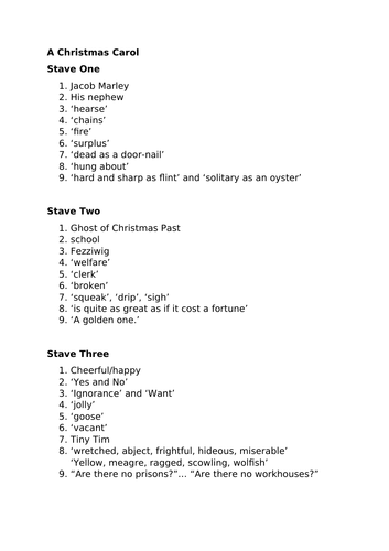 A Christmas Carol Low Stakes Quiz Questions- Useful Starters- Iterative ...