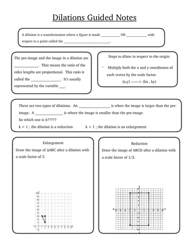 Dilations Guided Notes | Teaching Resources