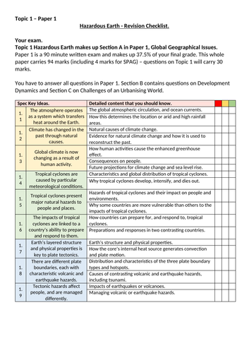 Geography revision questions