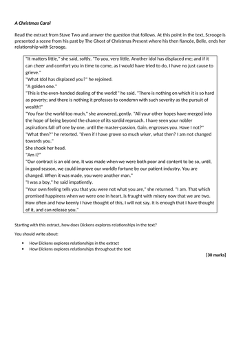 A Christmas Carol - Exam Questions - AQA | Teaching Resources