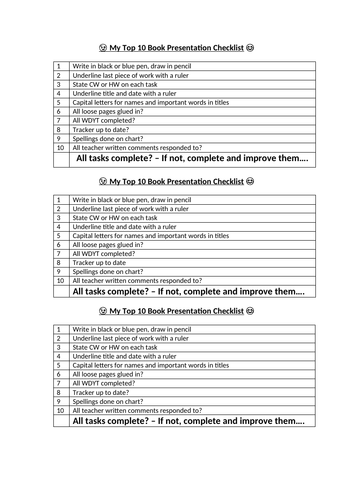 book presentation checklist