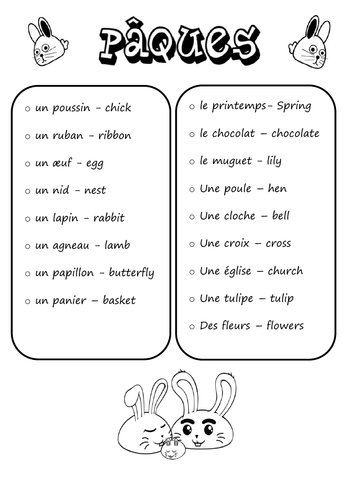 french ks3 easter vocab worksheet teaching resources