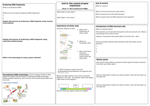 AQA A level Biology Unit 8 Part 2: Recombinant DNA technology revision ...